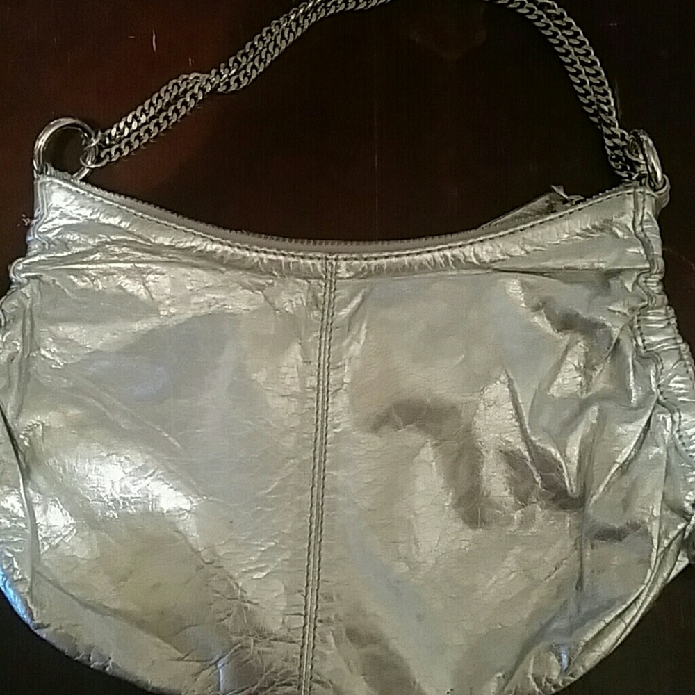 SOLD  Banana Republic silver metallic bag